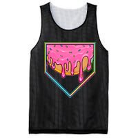 Dripping Pink Frosting Donut Baseball Diamond Home Plate Mesh Reversible Basketball Jersey Tank