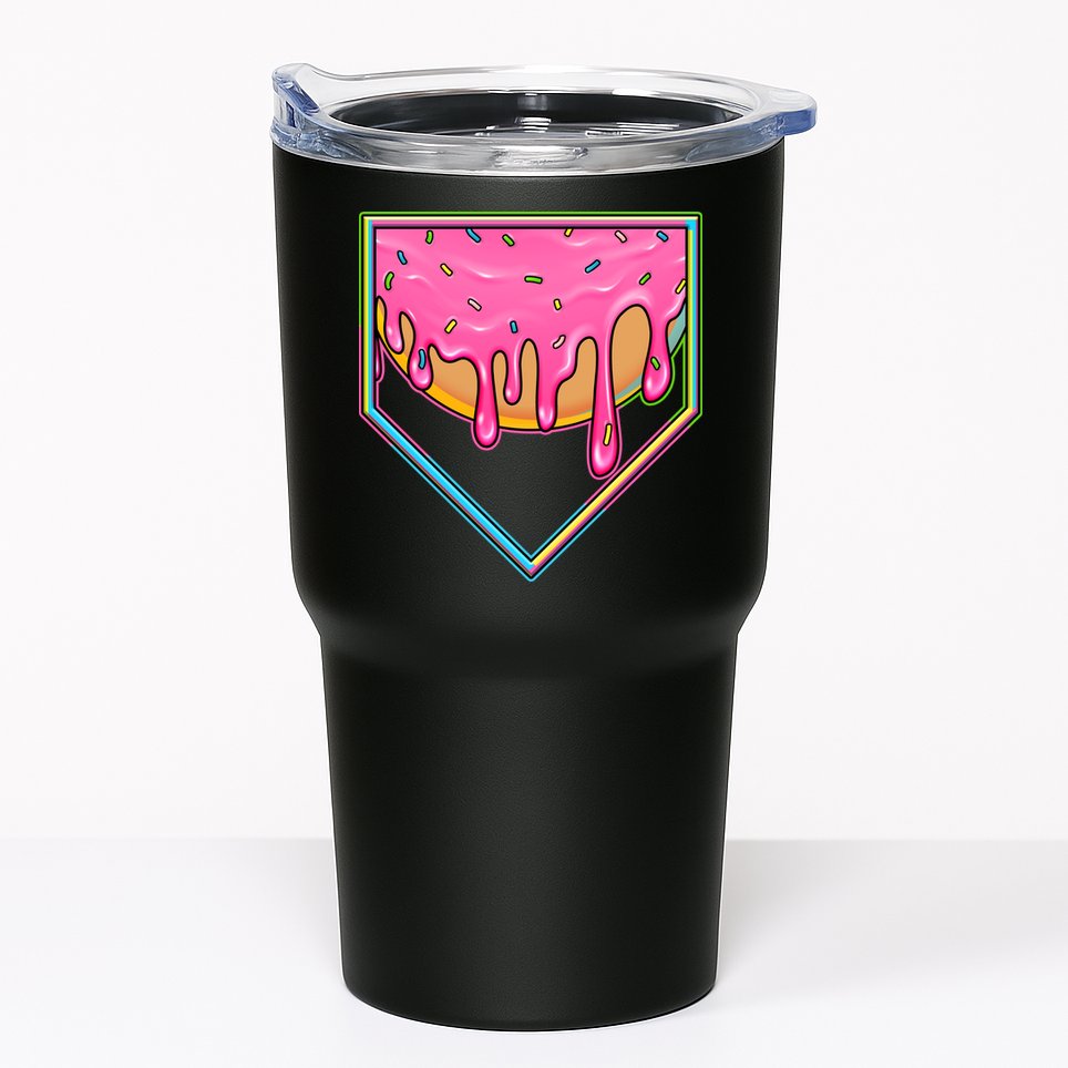 Dripping Pink Frosting Donut Baseball Diamond Home Plate Tumbler