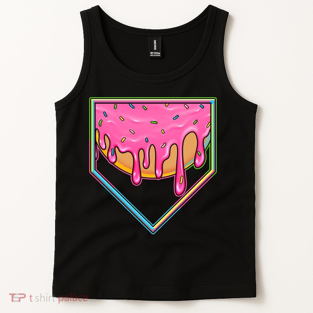 Dripping Pink Frosting Donut Baseball Diamond Home Plate Tank Top