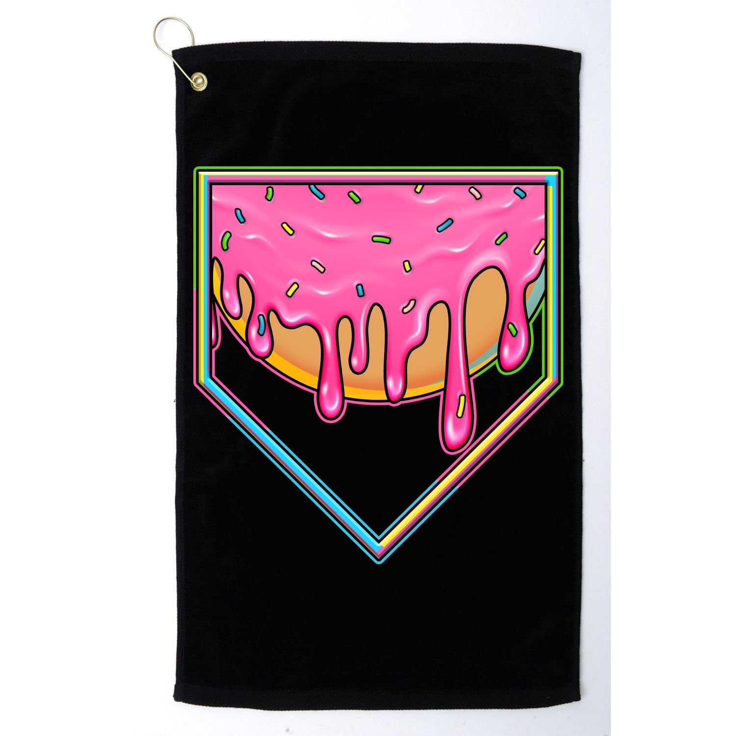 Dripping Pink Frosting Donut Baseball Diamond Home Plate Golf Towel