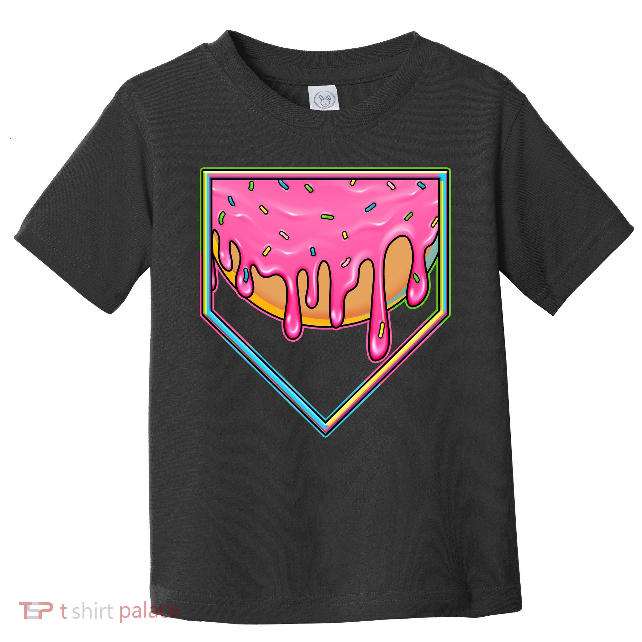 Dripping Pink Frosting Donut Baseball Diamond Home Plate Toddler T-Shirt