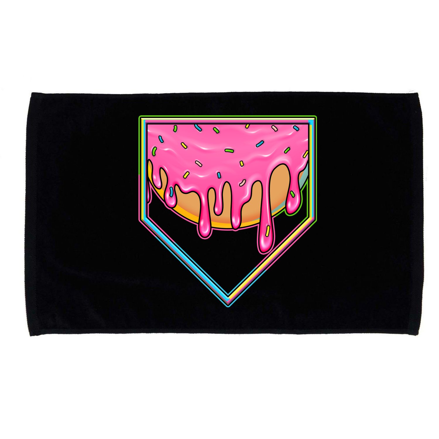 Dripping Pink Frosting Donut Baseball Diamond Home Plate Microfiber Hand Towel