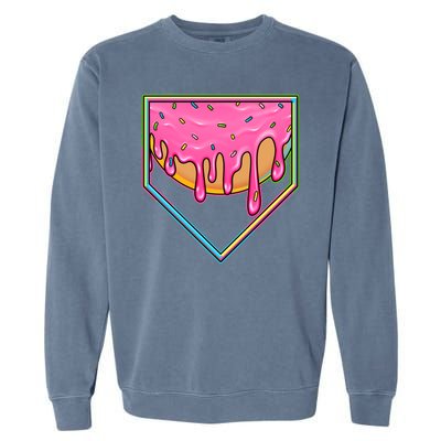 Dripping Pink Frosting Donut Baseball Diamond Home Plate Garment-Dyed Sweatshirt