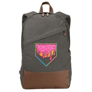 Dripping Pink Frosting Donut Baseball Diamond Home Plate Cotton Canvas Backpack