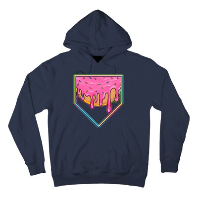 Dripping Pink Frosting Donut Baseball Diamond Home Plate Hoodie