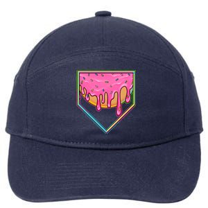 Dripping Pink Frosting Donut Baseball Diamond Home Plate 7-Panel Snapback Hat