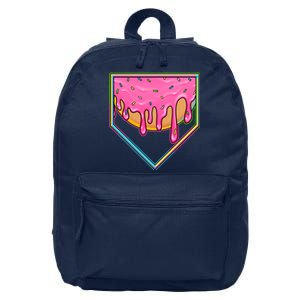 Dripping Pink Frosting Donut Baseball Diamond Home Plate 16 in Basic Backpack