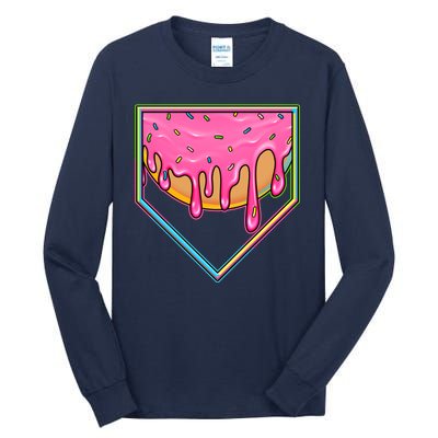 Dripping Pink Frosting Donut Baseball Diamond Home Plate Tall Long Sleeve T-Shirt