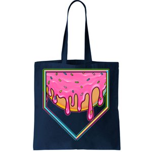 Dripping Pink Frosting Donut Baseball Diamond Home Plate Tote Bag