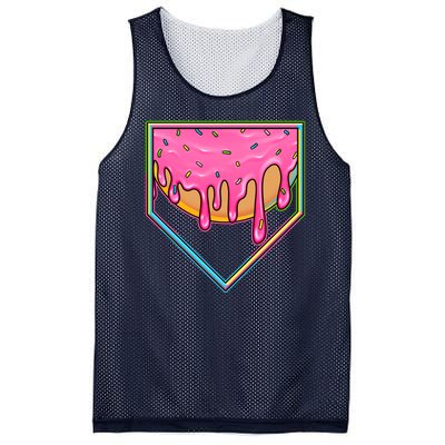 Dripping Pink Frosting Donut Baseball Diamond Home Plate Mesh Reversible Basketball Jersey Tank