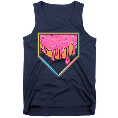 Dripping Pink Frosting Donut Baseball Diamond Home Plate Tank Top