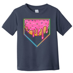 Dripping Pink Frosting Donut Baseball Diamond Home Plate Toddler T-Shirt