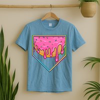Dripping Pink Frosting Donut Baseball Diamond Home Plate T-Shirt
