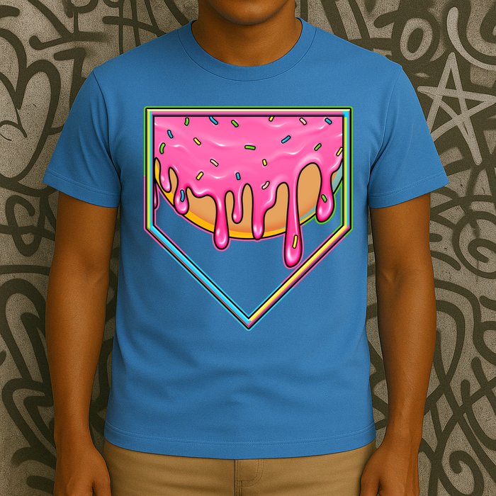 Dripping Pink Frosting Donut Baseball Diamond Home Plate T-Shirt