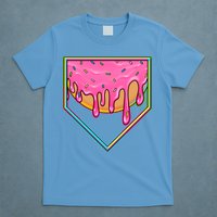 Dripping Pink Frosting Donut Baseball Diamond Home Plate T-Shirt