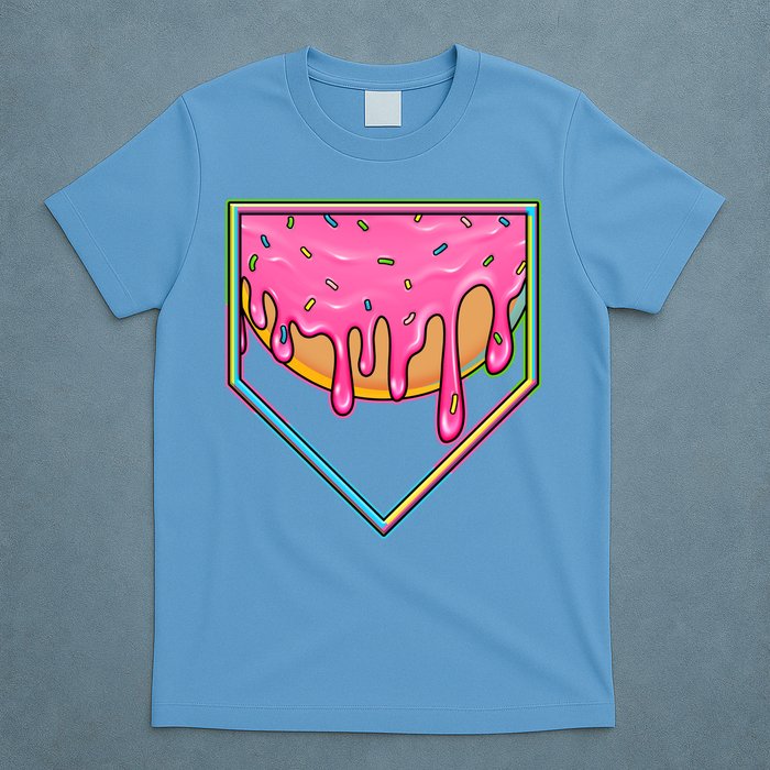 Dripping Pink Frosting Donut Baseball Diamond Home Plate T-Shirt