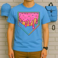 Dripping Pink Frosting Donut Baseball Diamond Home Plate T-Shirt