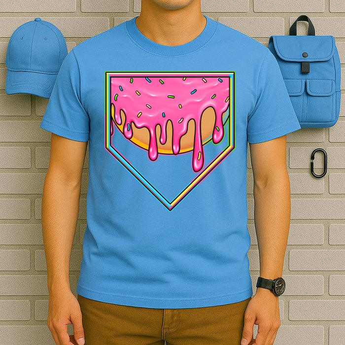 Dripping Pink Frosting Donut Baseball Diamond Home Plate T-Shirt