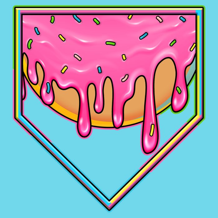 Dripping Pink Frosting Donut Baseball Diamond Home Plate T-Shirt