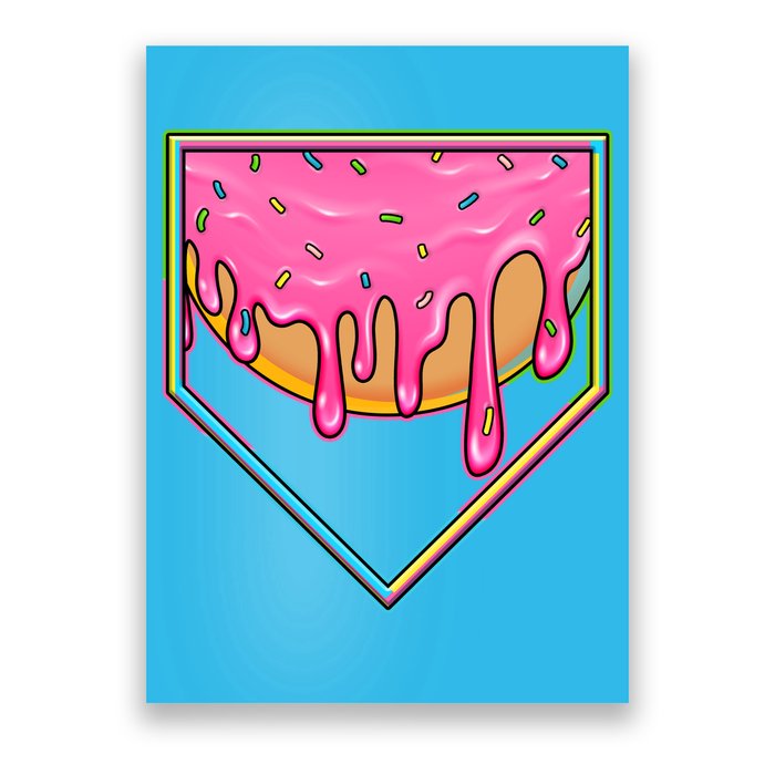 Dripping Pink Frosting Donut Baseball Diamond Home Plate Poster