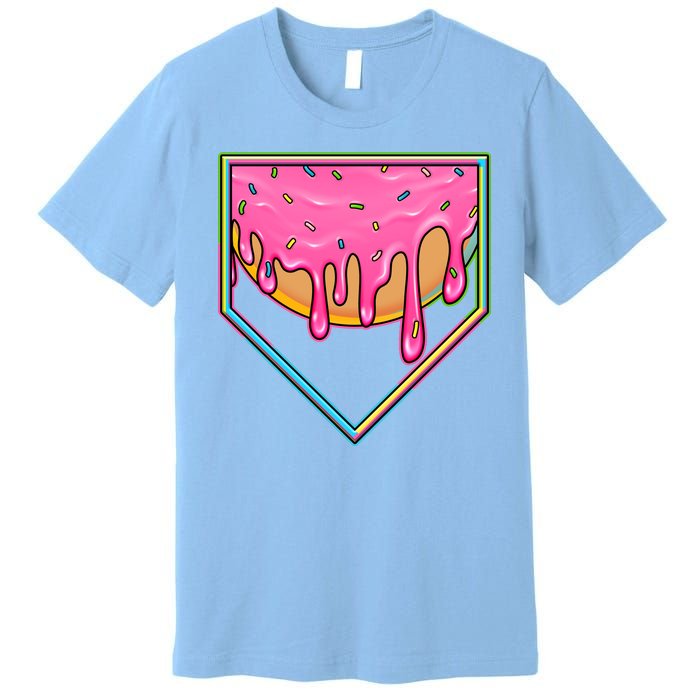 Dripping Pink Frosting Donut Baseball Diamond Home Plate Premium T-Shirt