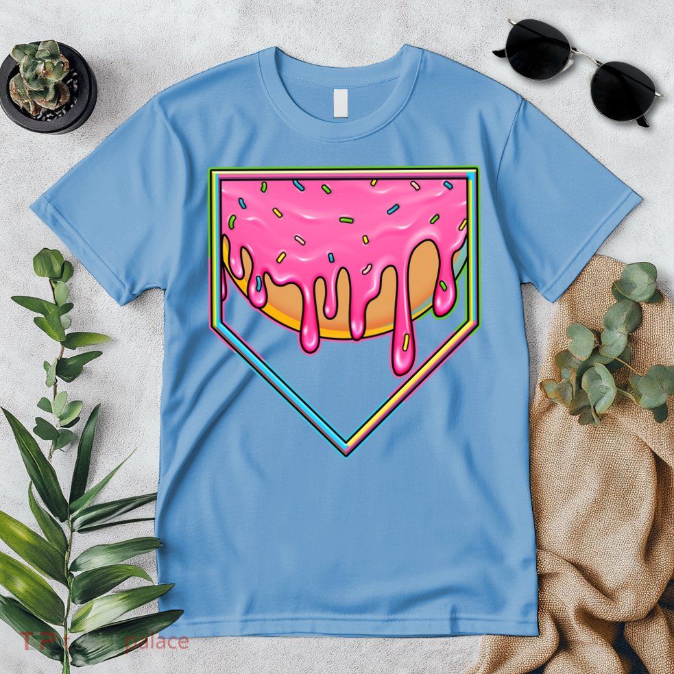 Dripping Pink Frosting Donut Baseball Diamond Home Plate Premium T-Shirt
