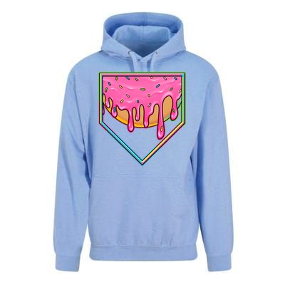 Dripping Pink Frosting Donut Baseball Diamond Home Plate Unisex Surf Hoodie