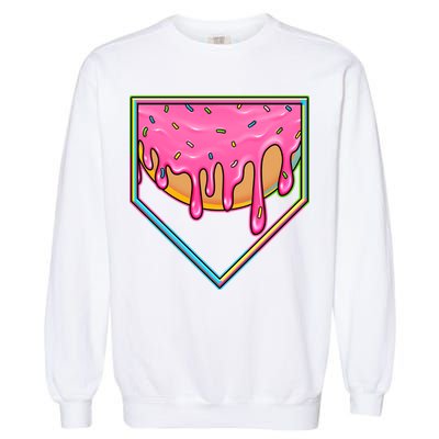 Dripping Pink Frosting Donut Baseball Diamond Home Plate Garment-Dyed Sweatshirt
