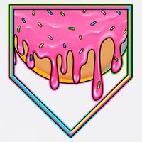 Dripping Pink Frosting Donut Baseball Diamond Home Plate Garment-Dyed Sweatshirt