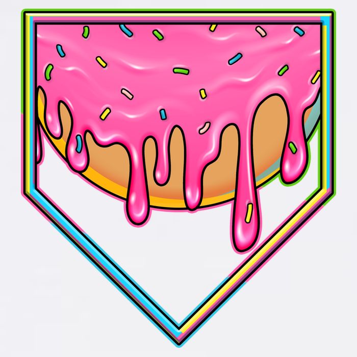 Dripping Pink Frosting Donut Baseball Diamond Home Plate Garment-Dyed Sweatshirt