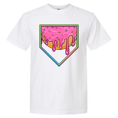 Dripping Pink Frosting Donut Baseball Diamond Home Plate Garment-Dyed Heavyweight T-Shirt