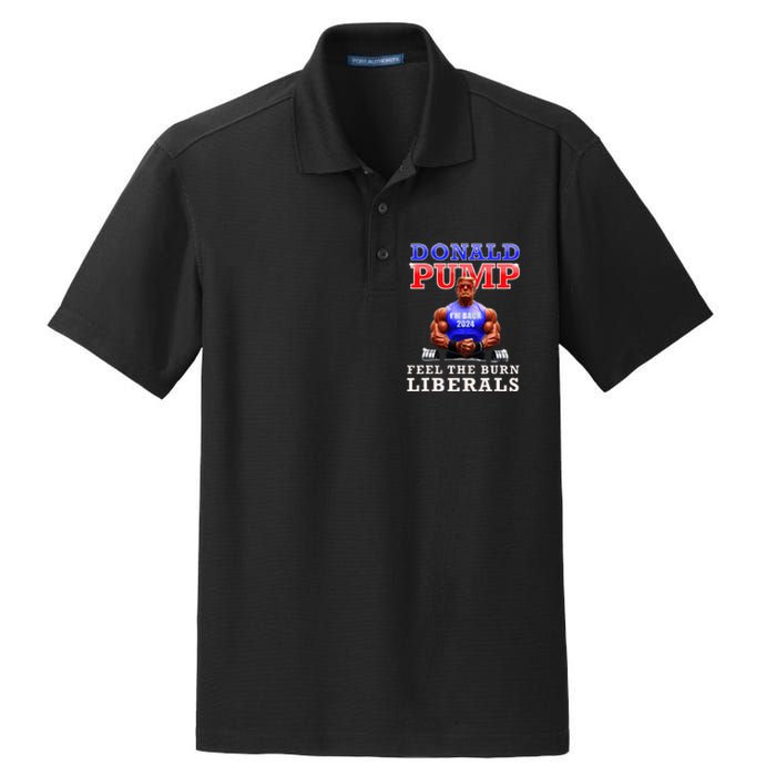 Donald Pump Funny Trump Feel The Burn Liberals 2024 Dry Zone Grid Polo