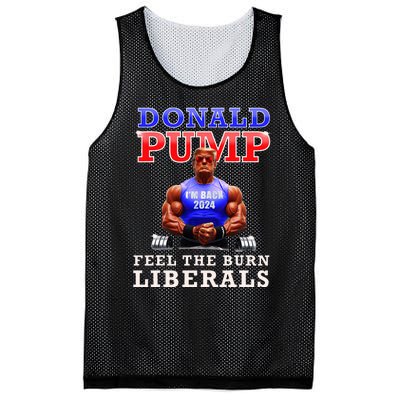 Donald Pump Funny Trump Feel The Burn Liberals 2024 Mesh Reversible Basketball Jersey Tank