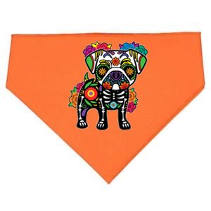 Dog Pug Floral Skeleton Day Of Dead Dia De Los Muertos USA-Made Doggie Bandana