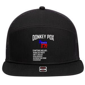 Donkey Pox Funny Symptoms Political Anti Biden 7 Panel Mesh Trucker Snapback Hat