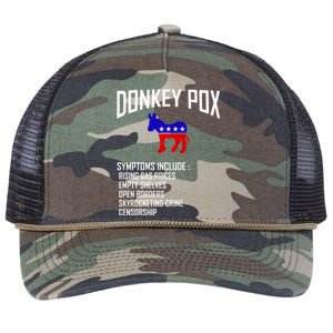 Donkey Pox Funny Symptoms Political Anti Biden Retro Rope Trucker Hat Cap