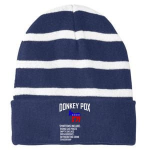 Donkey Pox Funny Symptoms Political Anti Biden Striped Beanie with Solid Band