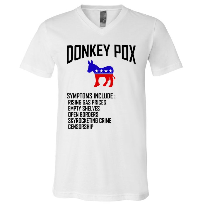 Donkey Pox Funny Symptoms Political Anti Biden V-Neck T-Shirt