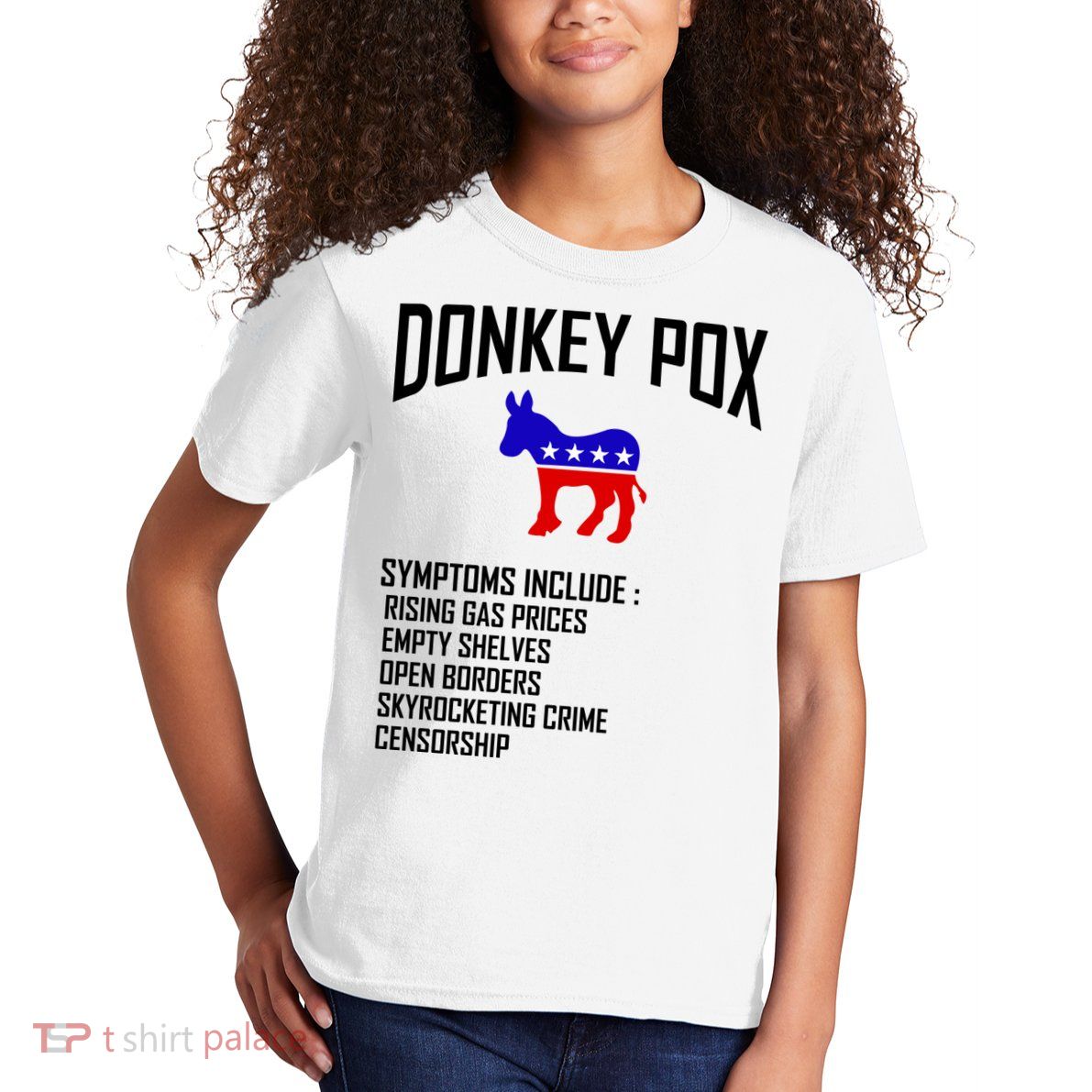 Donkey Pox Funny Symptoms Political Anti Biden Kids T-Shirt