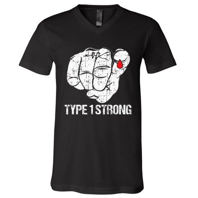 Diabetic Patients Fighter Awareness Diabetes Type 1 V-Neck T-Shirt