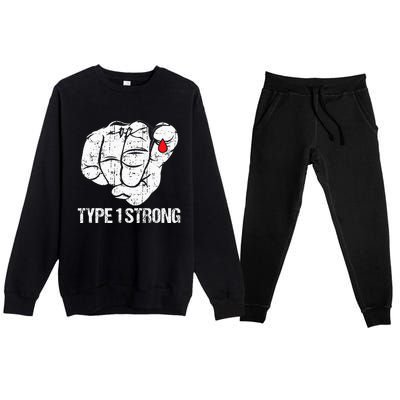 Diabetic Patients Fighter Awareness Diabetes Type 1 Premium Crewneck Sweatsuit Set