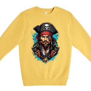 Detailed Pirate Face Premium Crewneck Sweatshirt