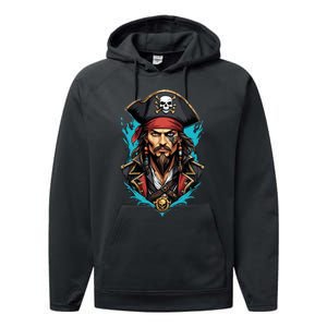 Detailed Pirate Face Performance Fleece Hoodie