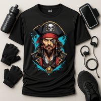Detailed Pirate Face Cooling Performance Crew T-Shirt