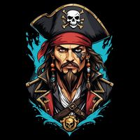 Detailed Pirate Face Cooling Performance Crew T-Shirt