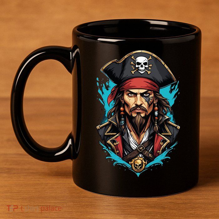 Detailed Pirate Face 11oz C Handle Ceramic Mug