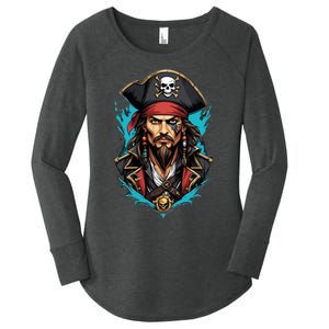 Detailed Pirate Face Women's Perfect Tri Tunic Long Sleeve Shirt