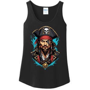 Detailed Pirate Face Ladies Essential Tank