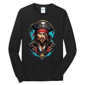 Detailed Pirate Face Tall Long Sleeve T-Shirt