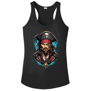 Detailed Pirate Face Ladies PosiCharge Competitor Racerback Tank